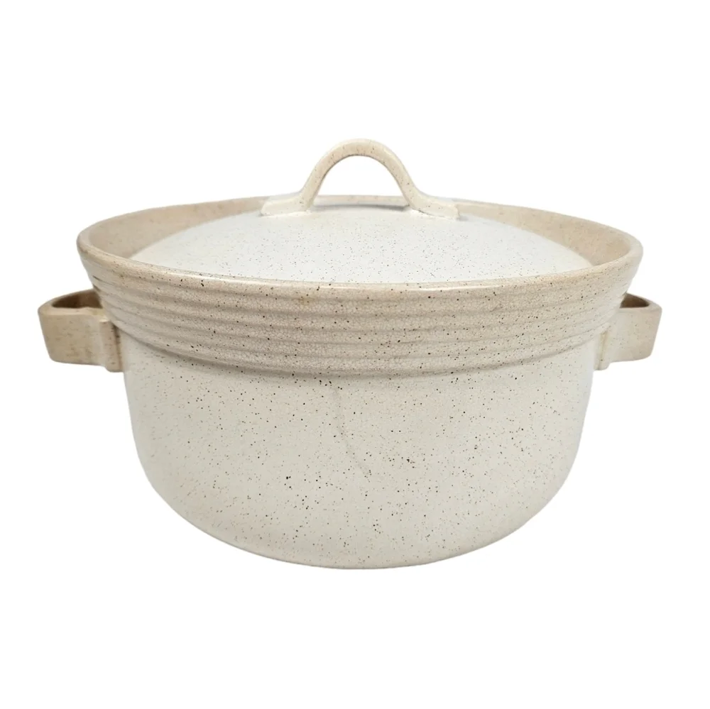 Vintage Shafford Speckled Flame Proof‎ Stoneware Small Covered Casserole Dish